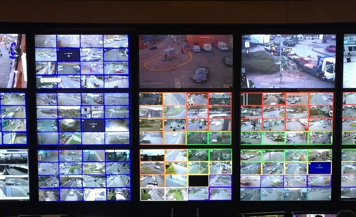CCTV monitoring wall